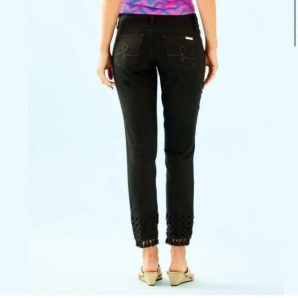 Lilly Pulitzer Size 00 excellent like new condition black south ocean crop - Picture 3 of 6
